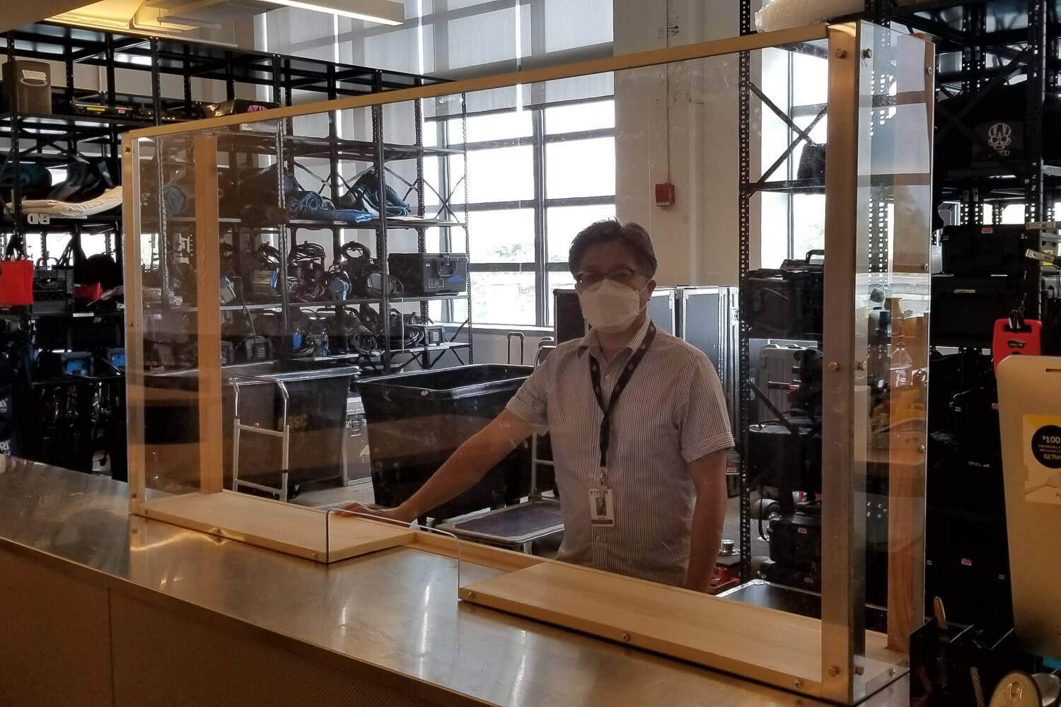 Dustin Chang is the equipment manager at Brooklyn College's Feirstein Graduate School of Cinema, located at Steiner Studios. There are a handful of in-person, hybrid classes this semester in addition to an active equipment room where sanitized technology will be available.