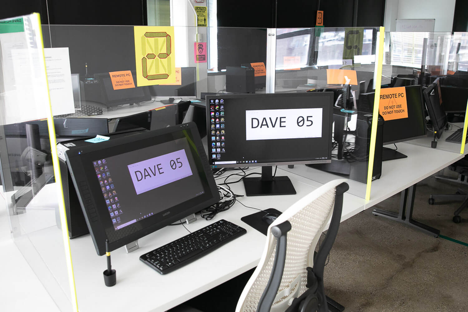 The Feirstein Graduate School of Cinema is home to more hybrid classes than any other at the college. In anticipation of the start of the fall 2020 semester, staff prepared computer labs for social distancing.