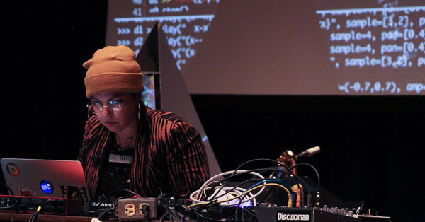 The Sonic Arts end-of-semester show in December 2019 was held at the Buchwald Theater in the Leonard & Claire Tow Center for the Performing Arts. Photo Credit: Professor Doug Geers