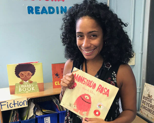 Rebecca Quinones '18, a fourth-year dual-language teacher who encourages students to use and value their native language and culture.